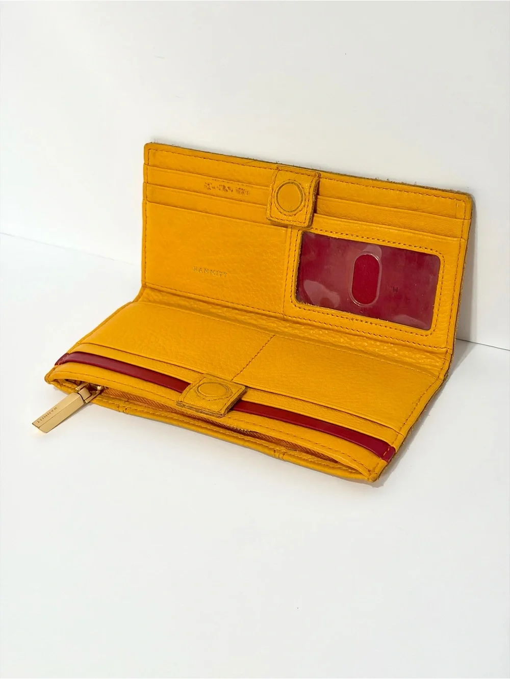 Hammitt 110 North Wallet In Tangerine 🍊 Brushed Gold Hardware/ Hammered Rivets